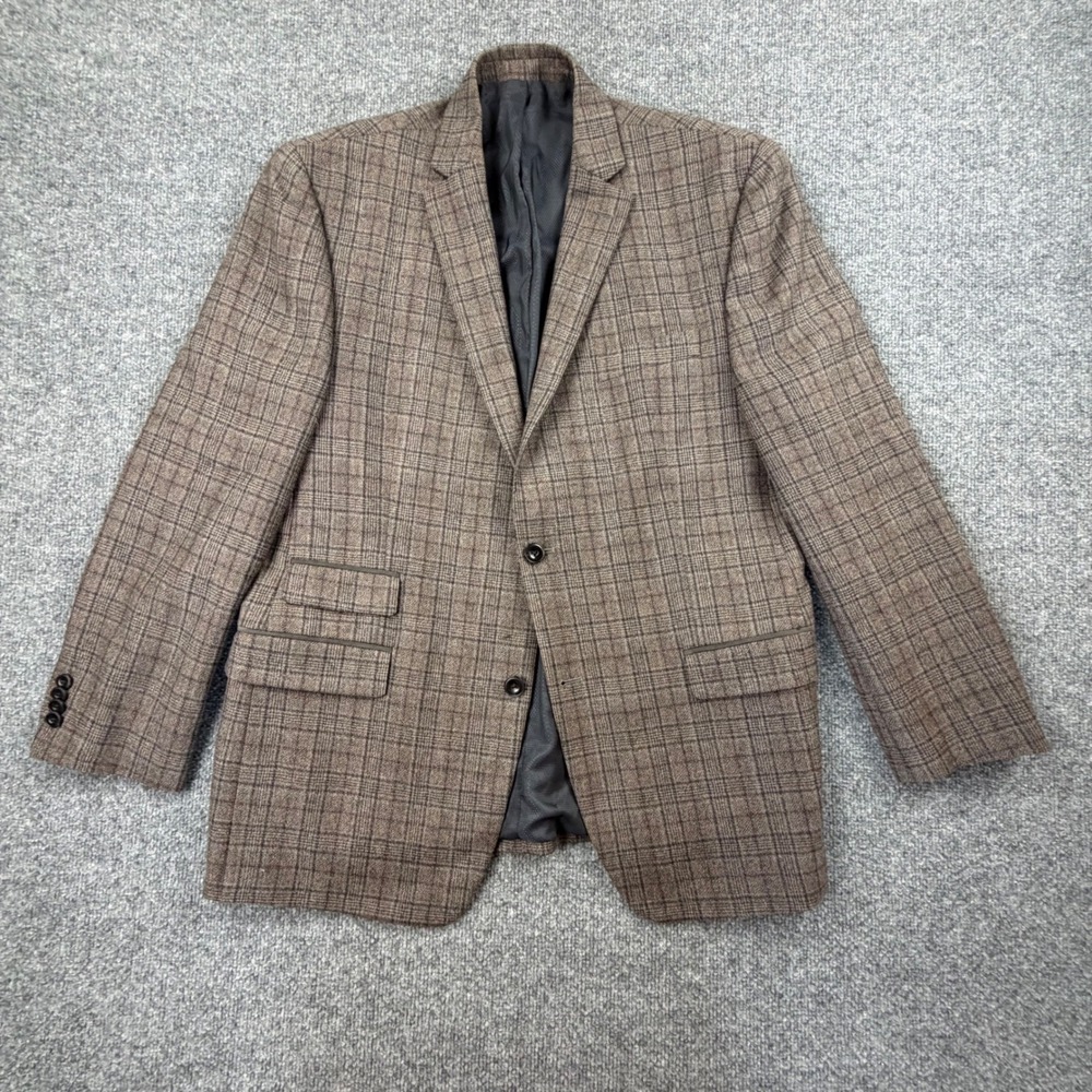 Michael Kors 100% Wool Brown Plaid Blazer Jacket 41R Dual Vent Sport Coat - Picture 2 of 16